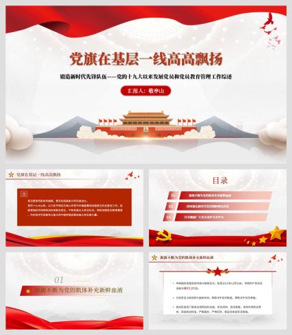 党旗在基层一线高高飘扬党的十九大以来发展党员和党员教育管理工作综述ppt课件_党课ppt_党课课件_党课讲稿_党课材料_纵横材料网