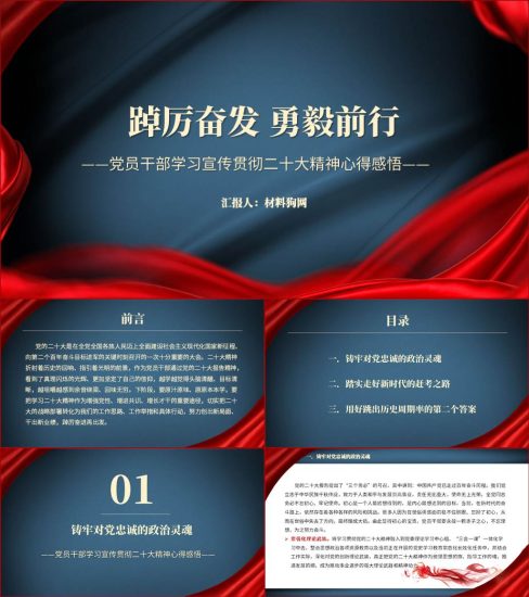 【附稿】学习宣传贯彻二十大精神踔厉奋发心得体会感想ppt课件_党课ppt_党课课件_党课讲稿_党课材料_纵横材料网