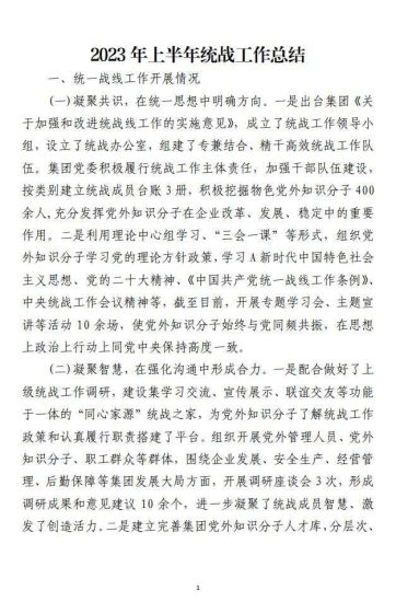 2023年上半年统战工作总结_党课ppt_党课课件_党课讲稿_党课材料_纵横材料网