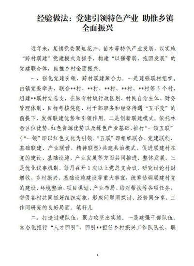 免费|经验做法：党建引领特色产业助推乡镇全面振兴_党课ppt_党课课件_党课讲稿_党课材料_纵横材料网