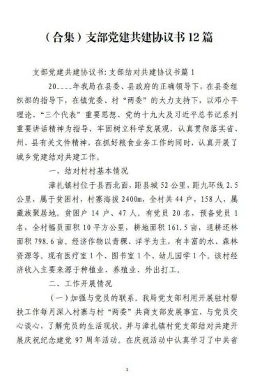 免费|（合集）支部党建共建协议书12篇_党课ppt_党课课件_党课讲稿_党课材料_纵横材料网