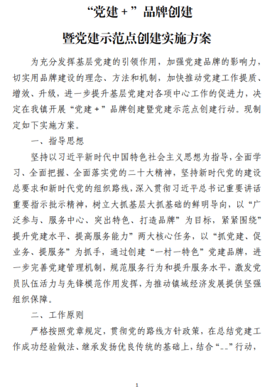 免费|“党建＋”品牌创建暨党建示范点创建实施方案_党课ppt_党课课件_党课讲稿_党课材料_纵横材料网