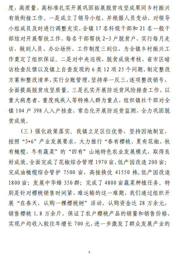 乡镇乡村振兴工作第一责任人职责 情况报告范文参考