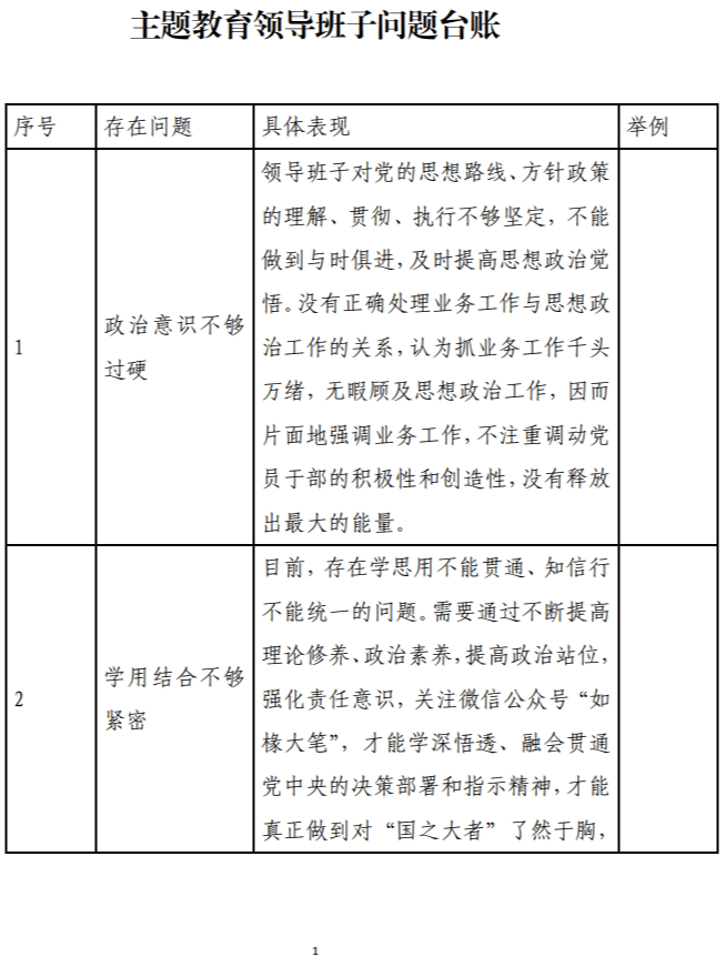 主题教育领导班子问题台账参考_纵横材料网