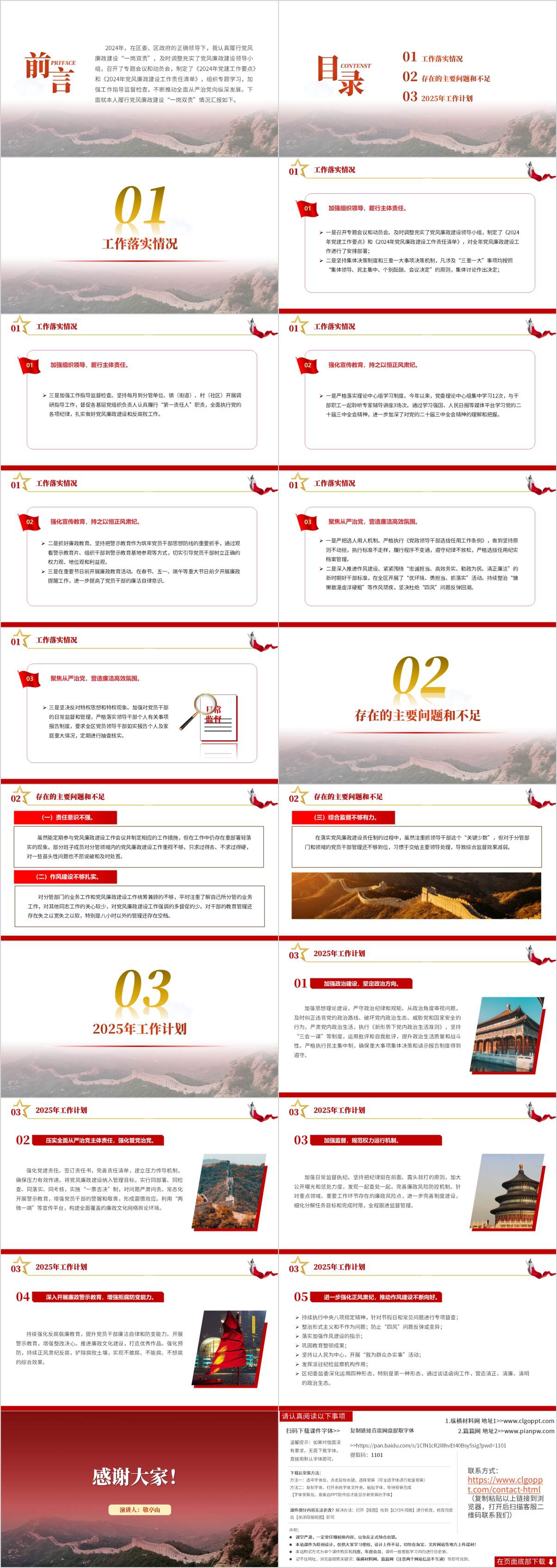2024年“一岗双责”情况汇报ppt模板