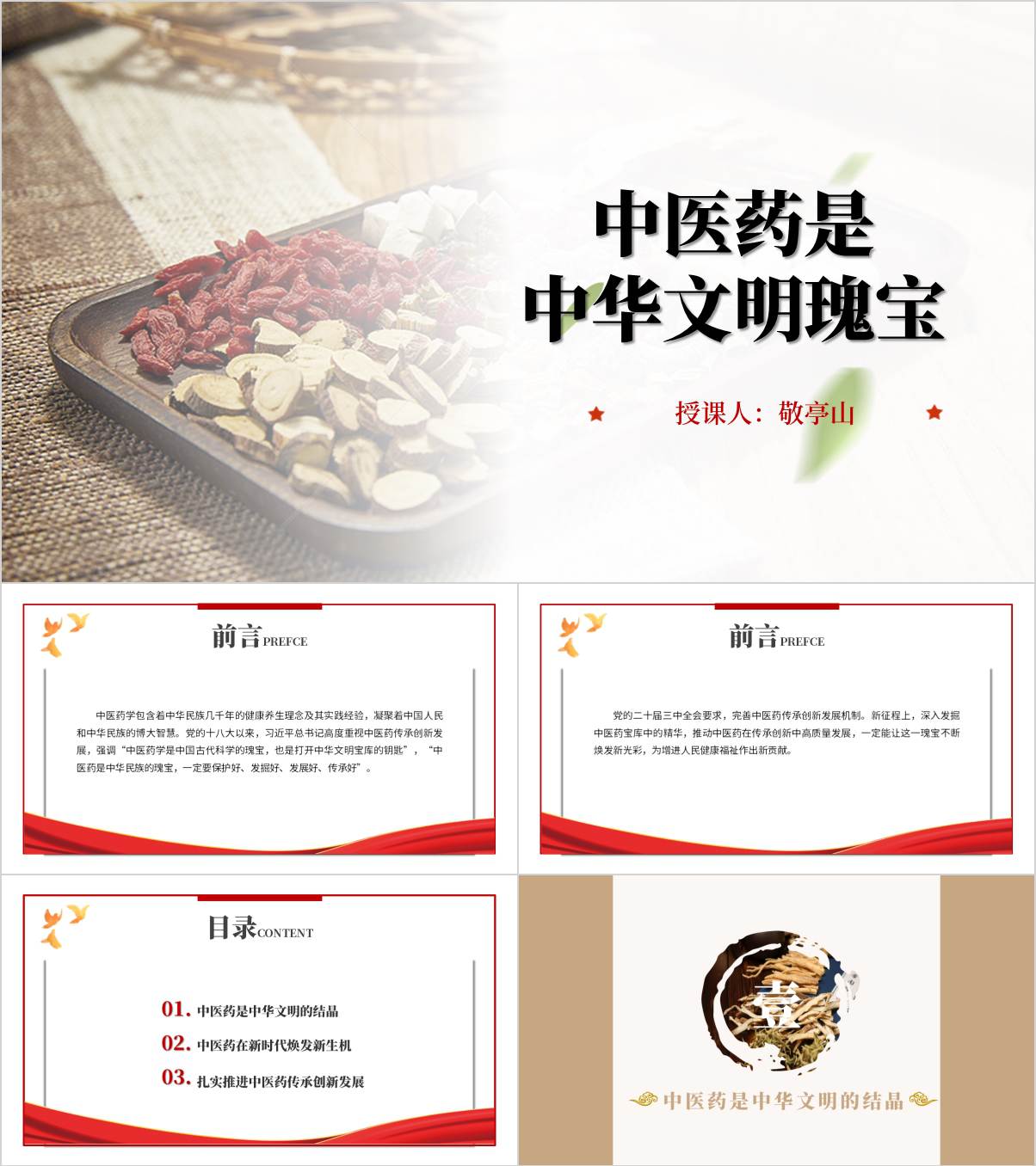 千年的瑰宝传承中医药文化主题党课ppt模板_纵横材料网