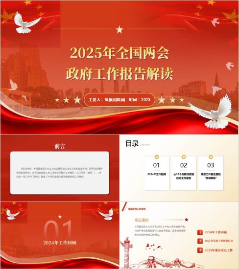 附稿|高校思政课课件:解读学习2025年两会政府工作报告ppt模板_党课ppt_党课课件_党课讲稿_党课材料_纵横材料网