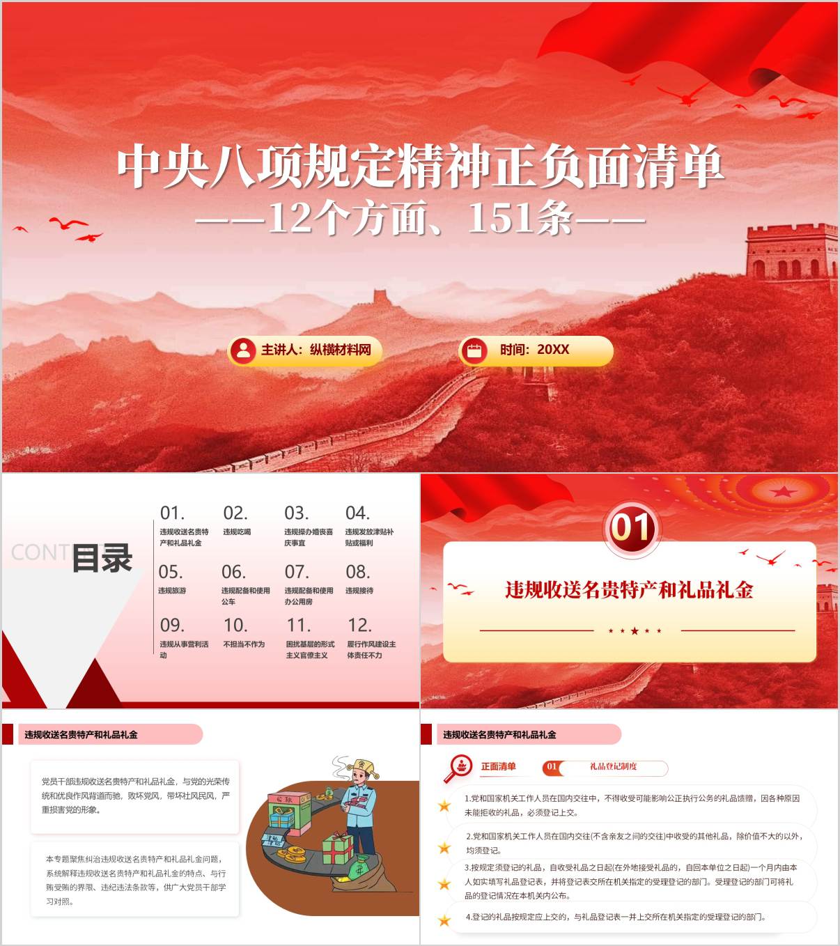 12个方面151条中央八项规定精神正负面清单PPT课件_纵横材料网