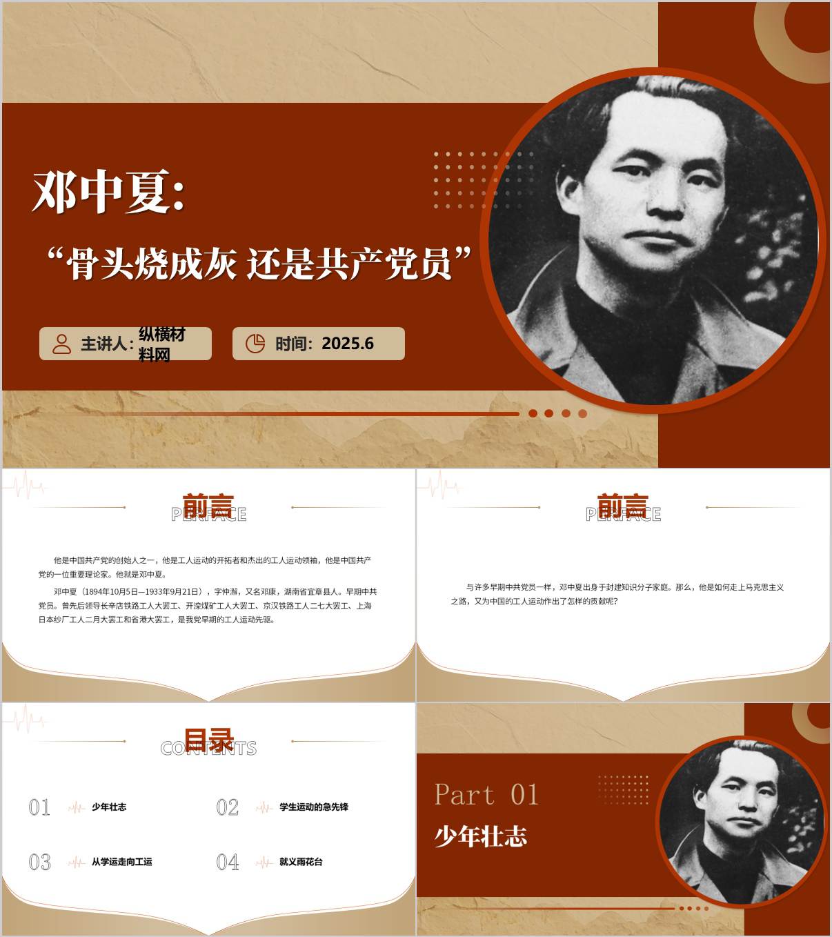 革命英烈邓中夏事迹精神主题团课PPT课件_纵横材料网