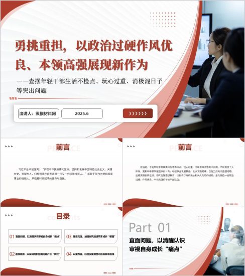 附稿|查摆年轻干部生活不检点玩心过重消极混日子等突出问题主题党课ppt课件_党课ppt_党课课件_党课讲稿_党课材料_纵横材料网