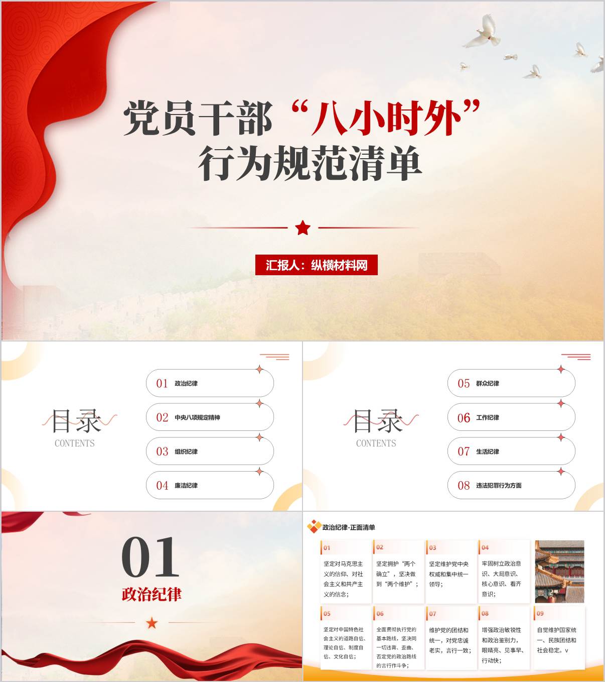 “八小时外”行为规范清单作风建设主题党课ppt课件_纵横材料网