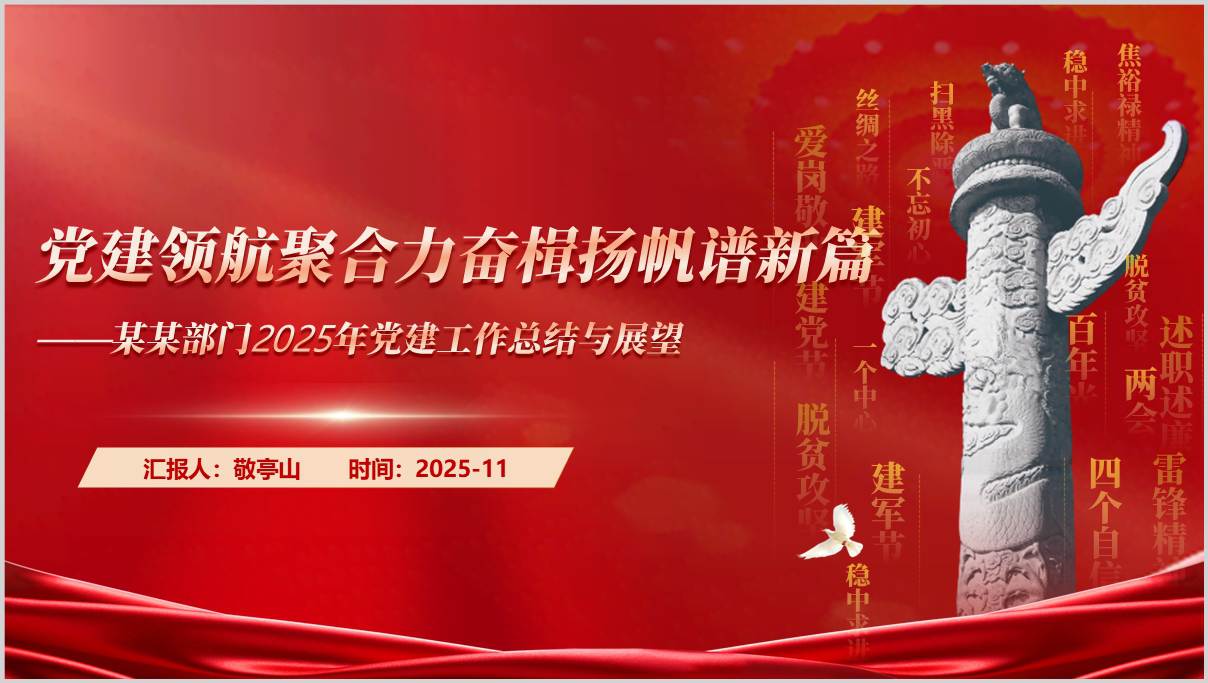 2025年党建工作总结2026年党建工作计划PPT模板下载