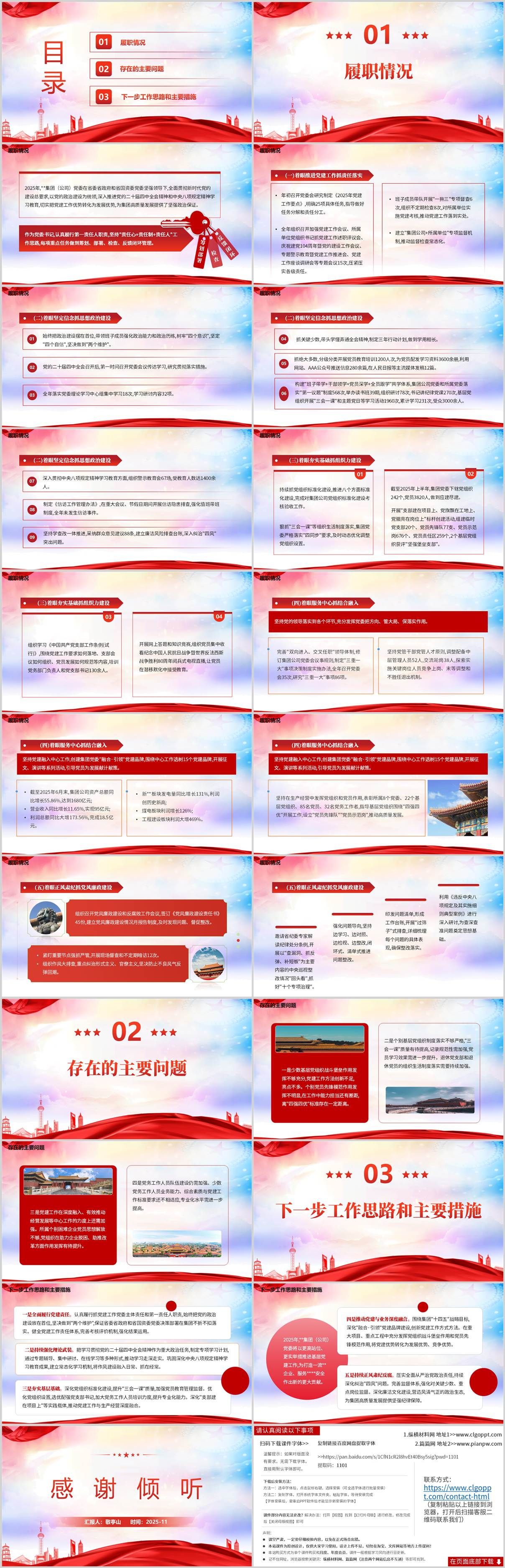 某国企2025年度党委书记抓基层党建工作述职报告ppt模板