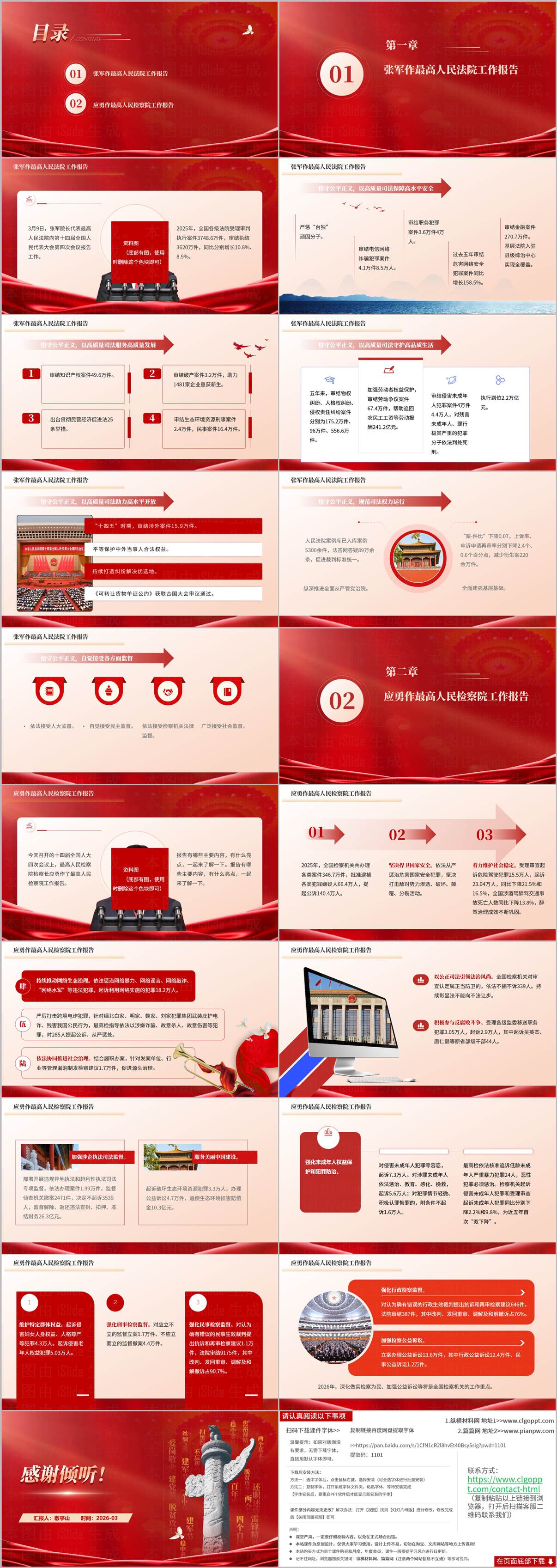 2026全国两会精神学习两高工作报告解读党课PPT模板