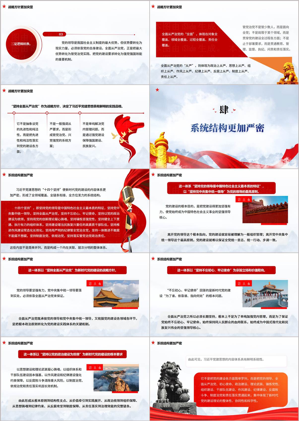 党建思想专题党课PPT课件内页—全面从严治党战略方针与十四个坚持体系