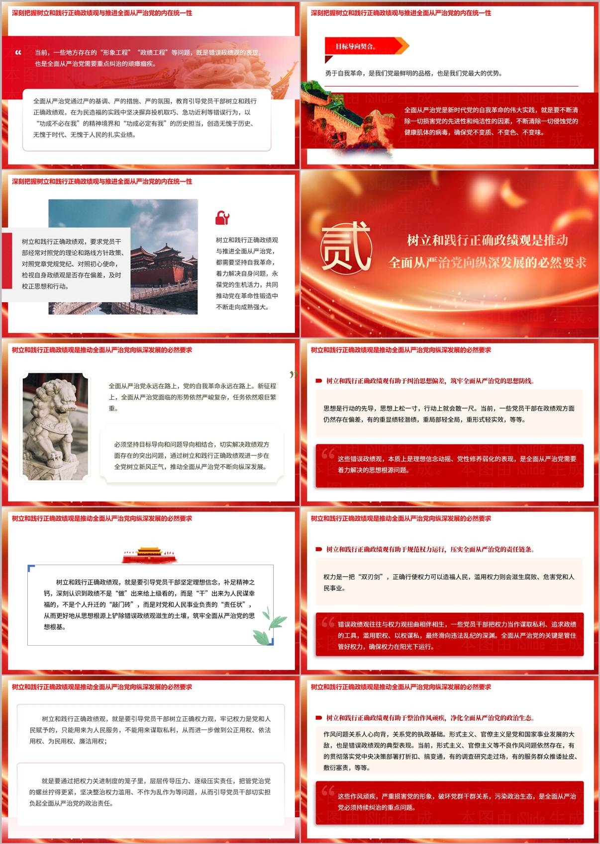 深刻把握正确政绩观与全面从严治党内在统一PPT内页