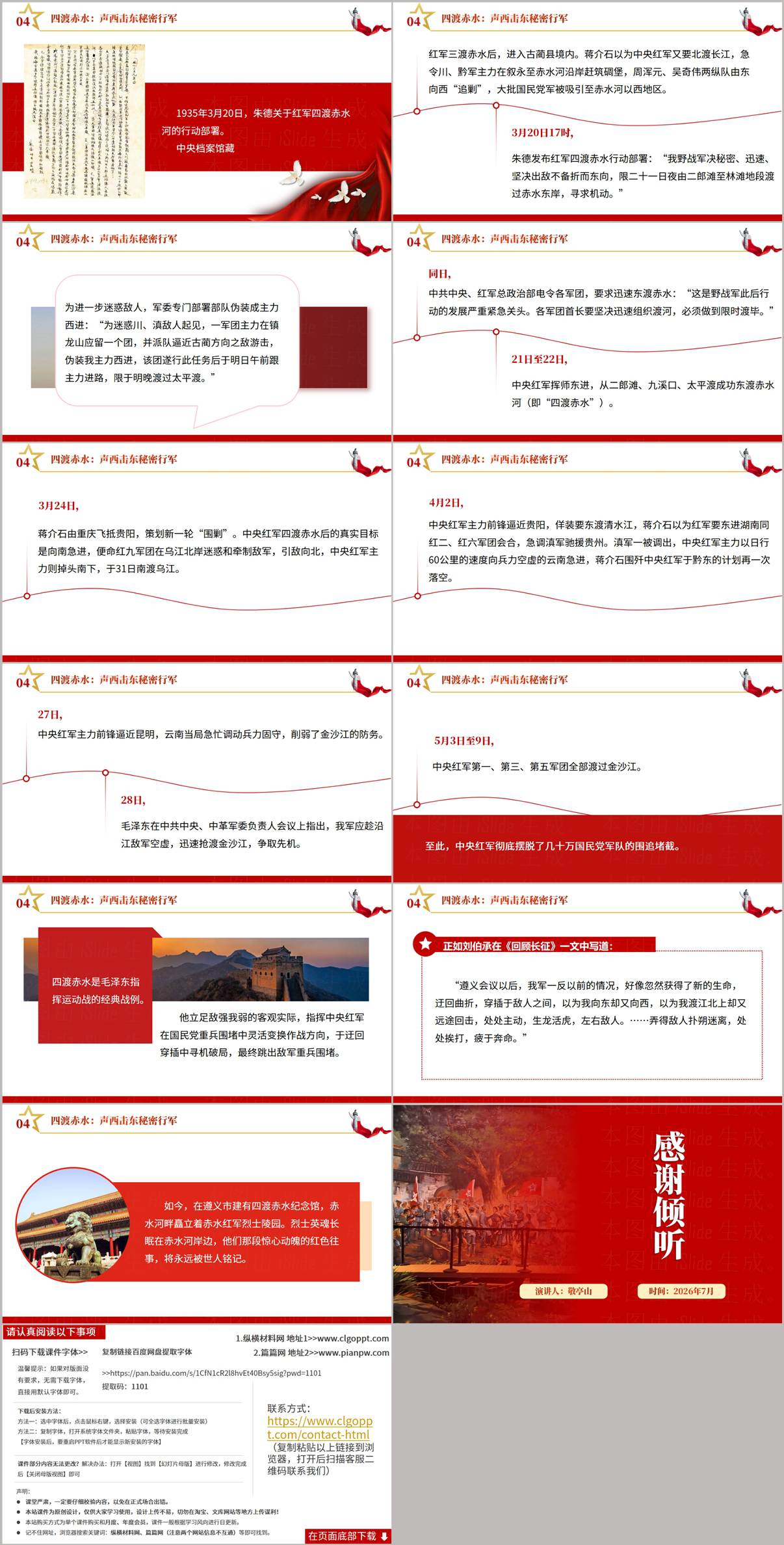 四渡赤水出奇兵长征党史学习红色传承青年团课PPT课件内页预览四 历史评价精神传承与团课小结