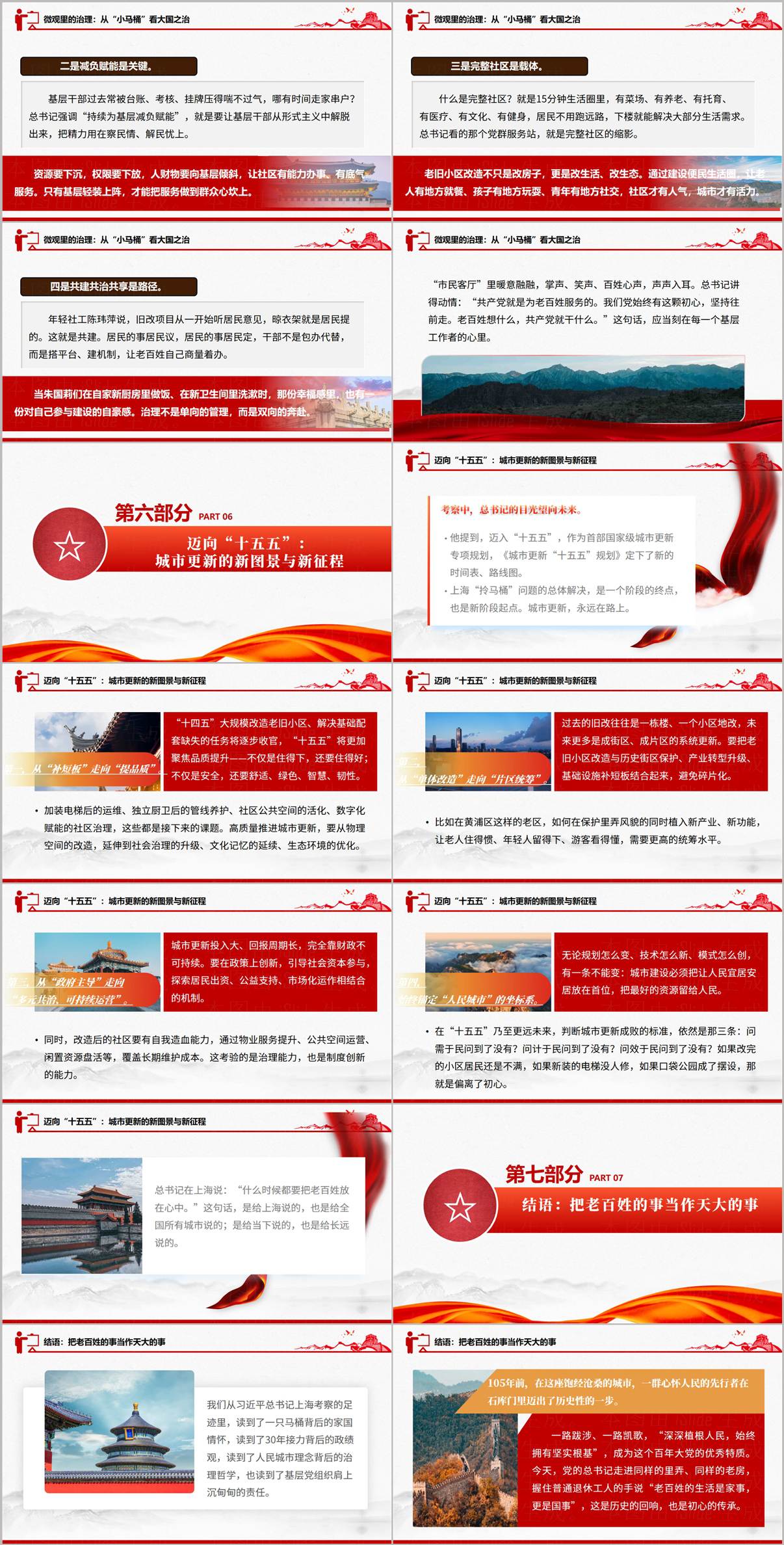 在上海考察党课PPT内容页-小马桶看大国之治党建引领减负赋能完整社区共建共治共享路径