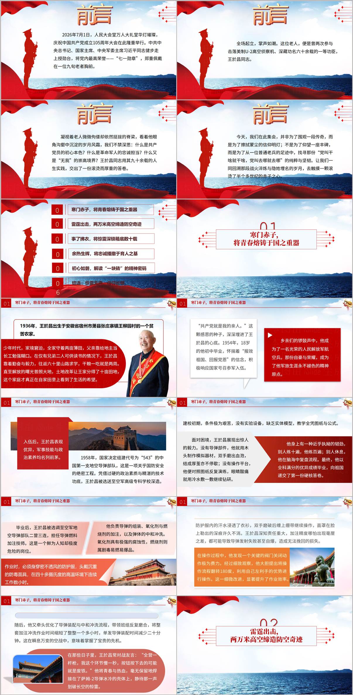 七一勋章王於昌事迹PPT课件烽火岁月与英雄营内容页面预览