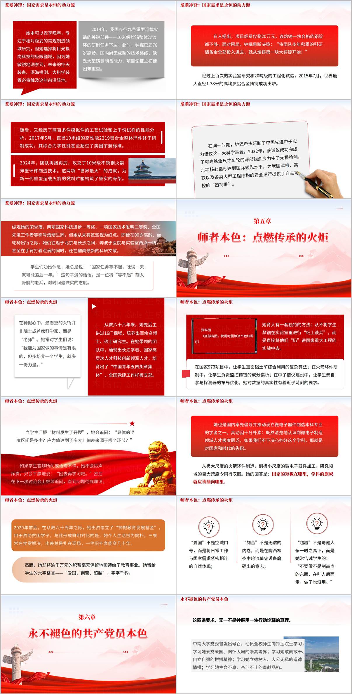 钟掘耄耋冲锋与师者本色PPT页面预览