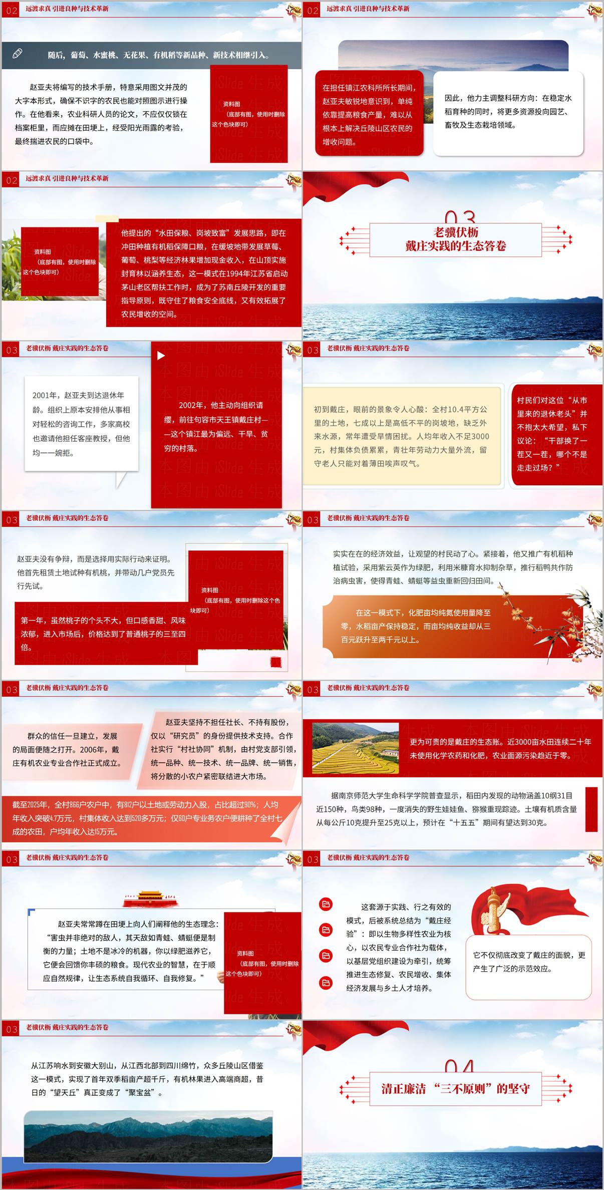 赵亚夫同志赴日研修引种草莓及初心如磐章节内容页,讲述少年立誓学农到科技兴农历程