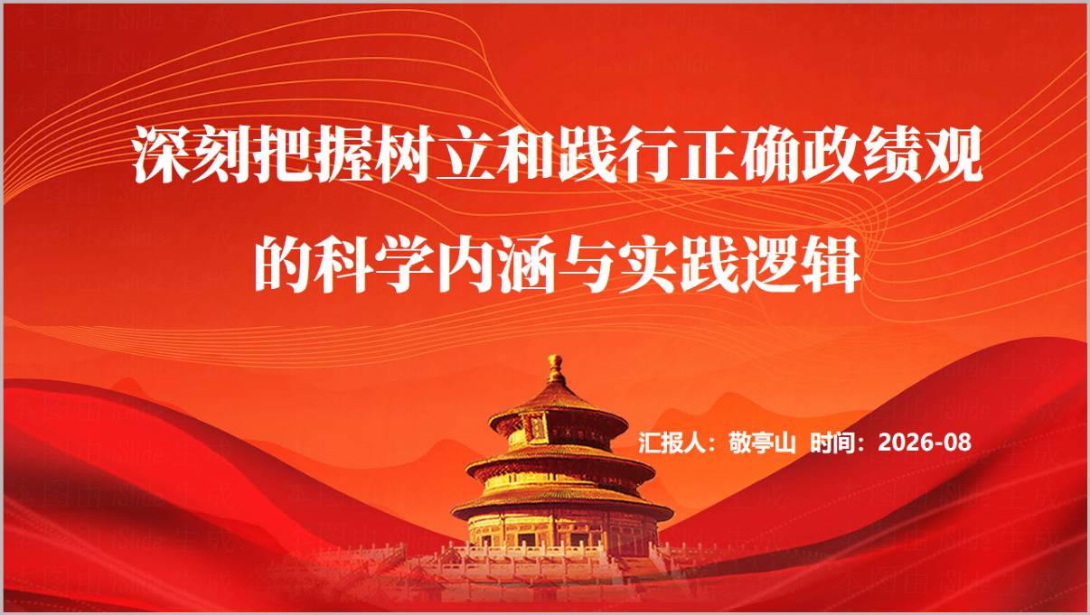 正确政绩观党课PPT模板封面预览图