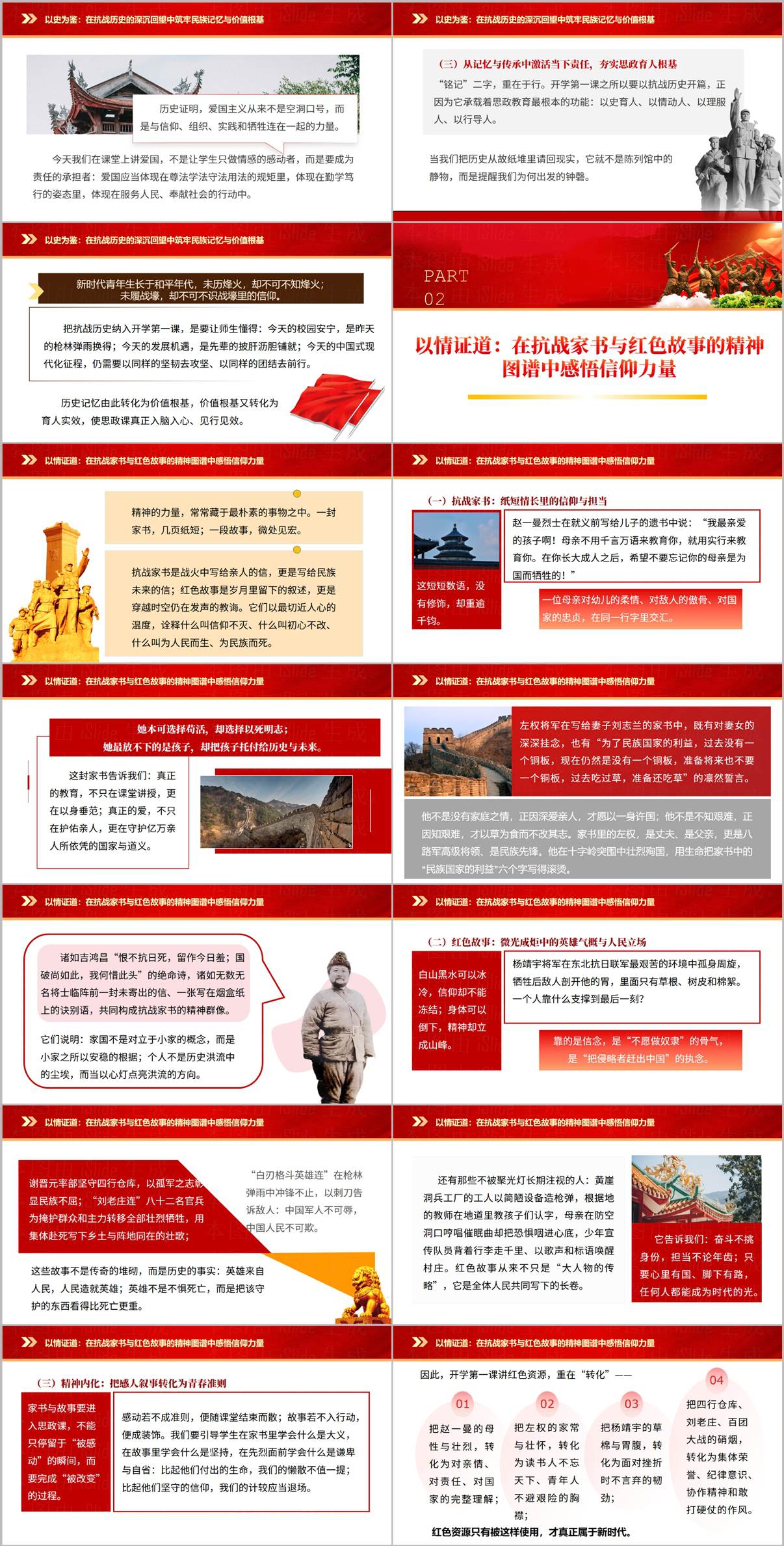 开学第一课国防教育PPT课件PART02以情证道:抗战家书与红色故事中的信仰力量