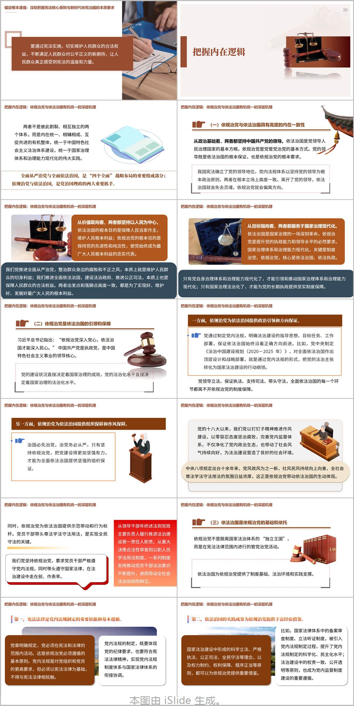 弘扬宪法精神推进依规治党与依法治国有机统一党课PPT课件